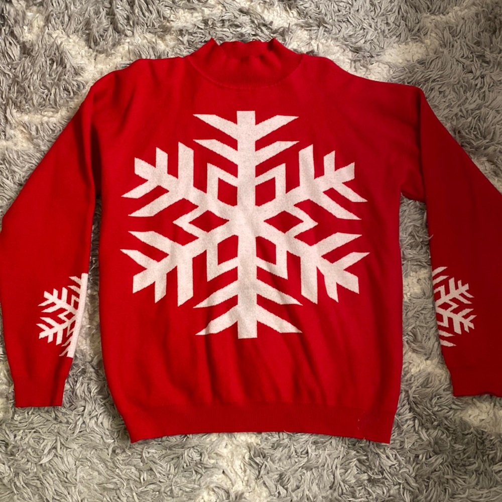 Christmas sweater snowflake red and white size 2xl